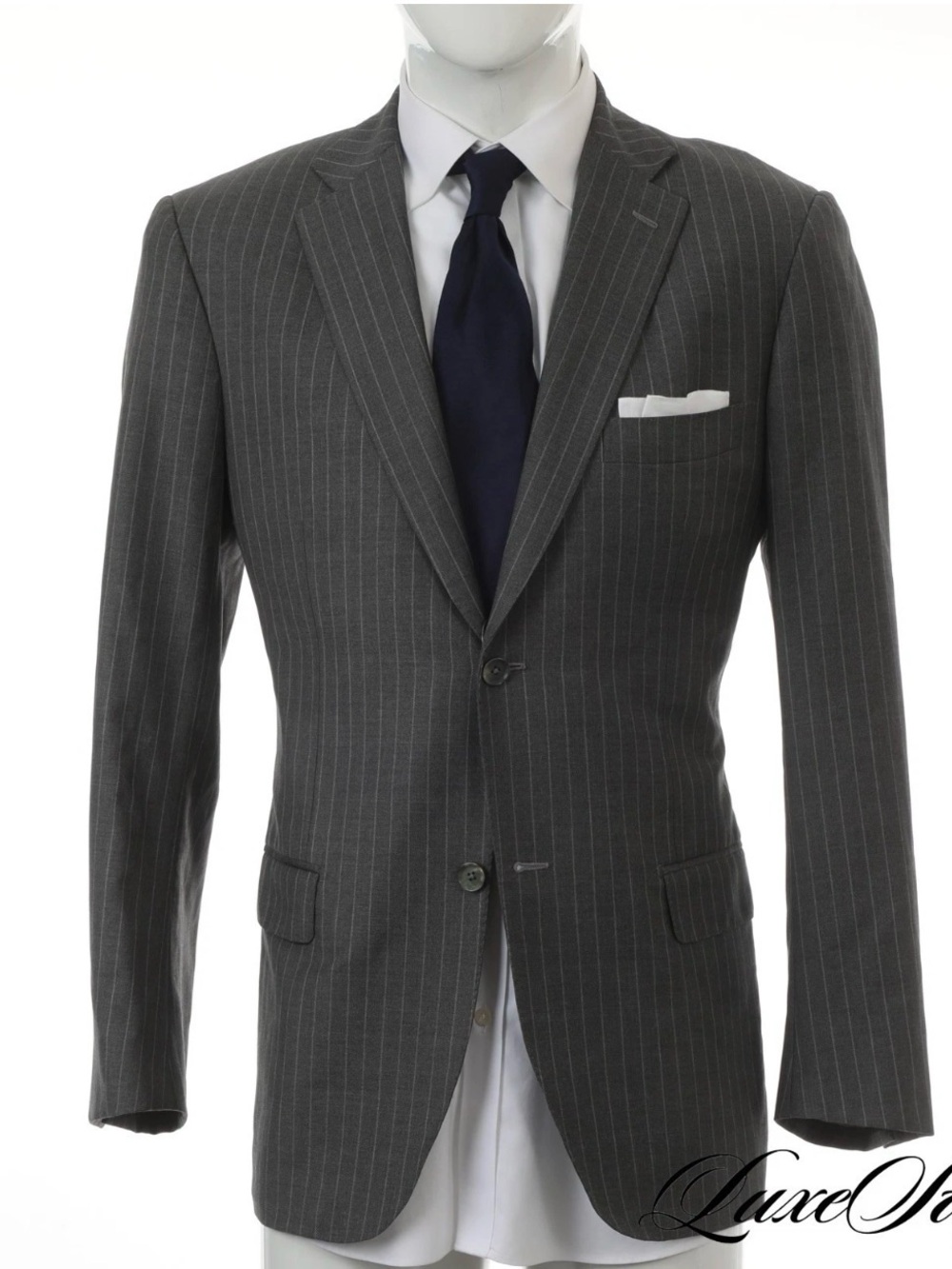 Isaia‎ Charcoal Pinstripe Two-Button Suit Jacket
